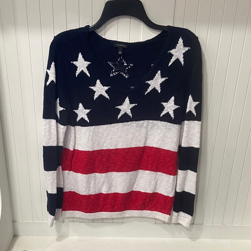 Talbots Navy Sweater with White Accents